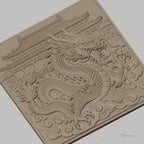 Fichier CNC & impression 3D dragon chinois, temple asiatique, nuages, haute qualité relief STL