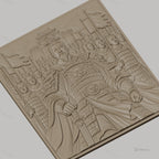 Fichier CNC & impression 3D Empereur chinois avec armée en armure et drapeaux, haute qualité relief STL