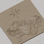 Fichier CNC & impression 3D naissance de Jésus, bébé dans la crèche avec étoile, haute qualité relief STL