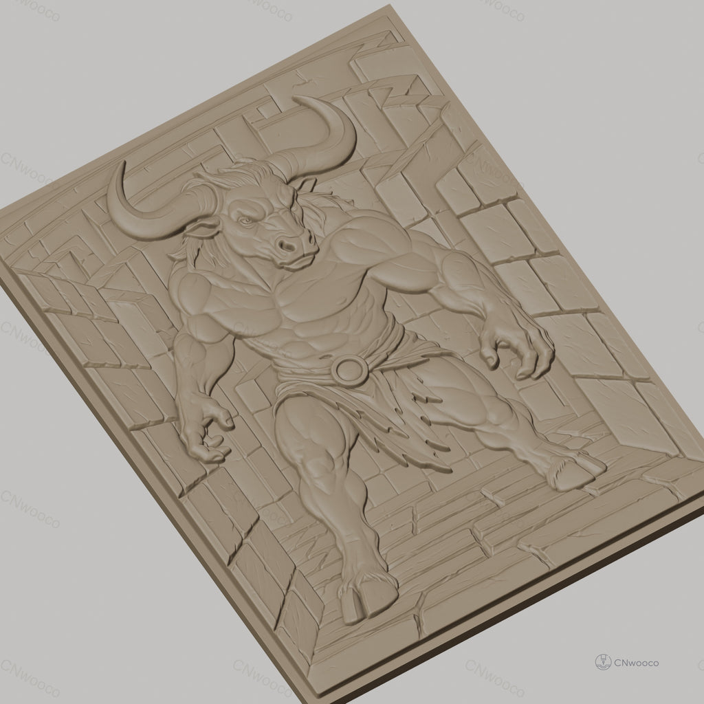 Fichier CNC & impression 3D Minotaure puissant, couloir de pierre en relief, haute qualité relief STL
