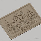 Fichier CNC & impression 3D Maison en pain d'épices, sapins, bonbons et cheminée, haute qualité relief STL