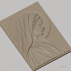 Fichier CNC & impression 3D Vierge Marie profil avec auréole, drapés réalistes haute qualité relief STL