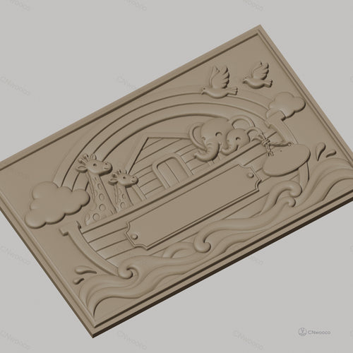 Fichier CNC & impression 3D Arche de Noé, animaux girafes éléphants colombe et arc-en-ciel, haute qualité relief STL