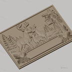 Fichier CNC & impression 3D famille de cerfs, forêt, coeur et lanterne, haute qualité relief STL