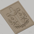 Fichier CNC & impression 3D Croix religieuse avec fleurs et drapé, haute qualité relief STL