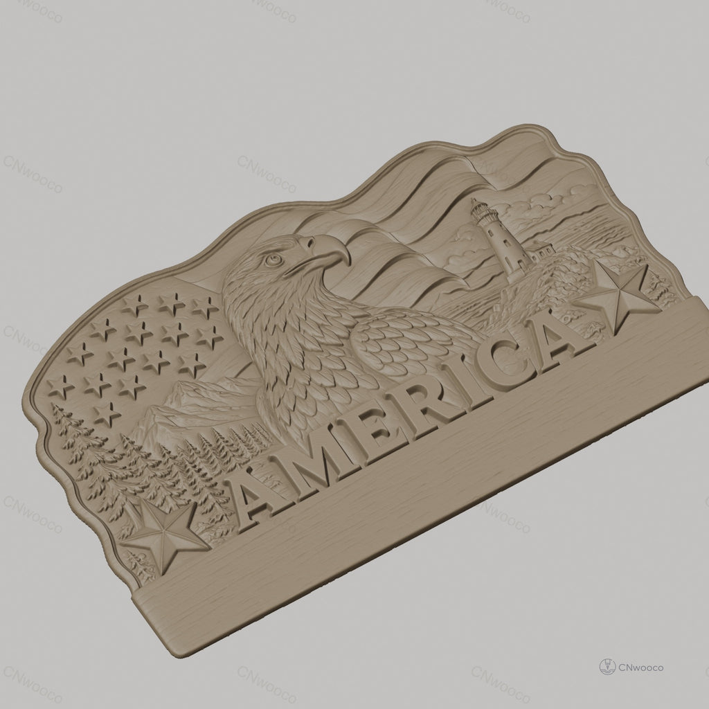 Fichier CNC porte-clés mural enseigne décorative America Eagle Flag, STL très haute qualité
