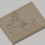Fichier CNC & impression 3D tourneur sur bois, homme travaillant au tour, haute qualité relief STL