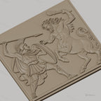 Fichier CNC & impression 3D guerrier spartiate et centaure, scène mythologique grecque, haute qualité relief STL
