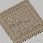 Fichier CNC & impression 3D échecs, pièces roi reine tour sur échiquier, haute qualité relief STL