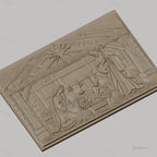 Fichier CNC & impression 3D Nativité, crèche avec Marie Joseph enfant animaux, haute qualité relief STL