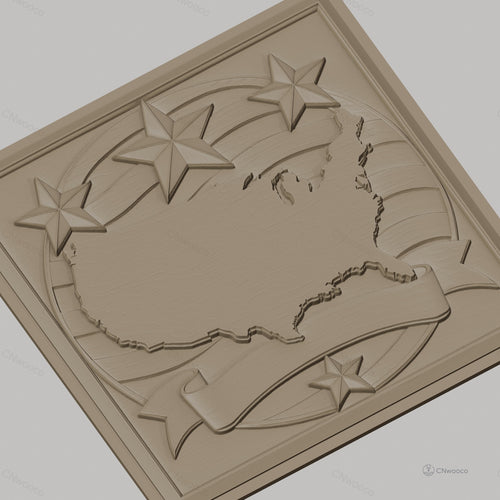 Fichier CNC & impression 3D carte des États-Unis, étoiles et bannière relief américain, haute qualité relief STL