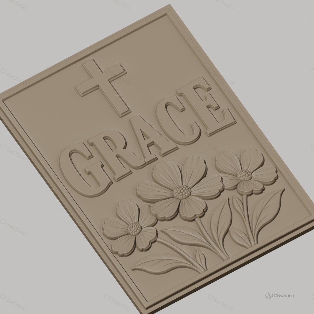 Fichier CNC & impression 3D grâce, croix, fleurs, haute qualité relief STL