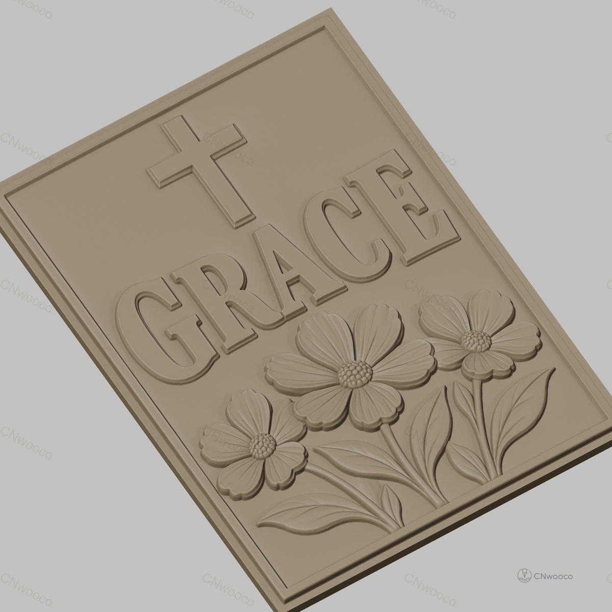 Fichier CNC & impression 3D grâce, croix, fleurs, haute qualité relief STL