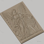 Fichier CNC & impression 3D ange guerrier avec épée et lion, haute qualité relief STL