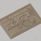 Fichier CNC & impression 3D paysage agricole, tracteur, grange, silo, épis de blé, haute qualité relief STL