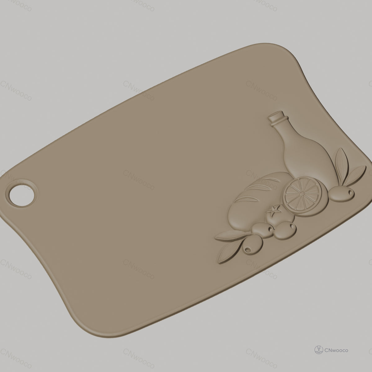 Fichier CNC art de la table avec pain olives citron bouteille, bas-relief pour sculpture sur bois, STL