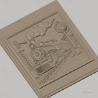 Fichier CNC & impression 3D train à vapeur vintage, gare avec horloge et signal, haute qualité relief STL