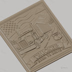 Fichier CNC & impression 3D camion routier, drapeau américain, montagne, route USA haute qualité relief STL