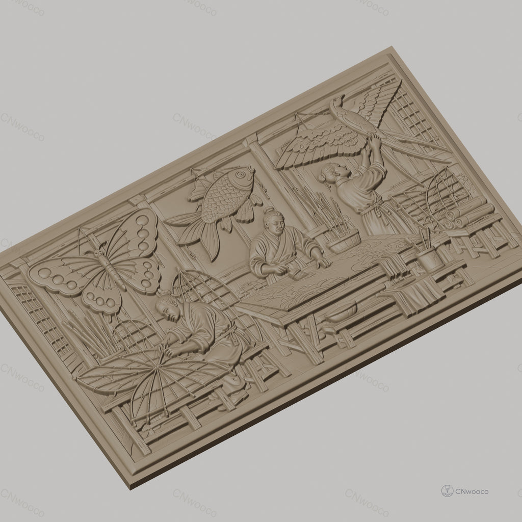 Fichier CNC & impression 3D atelier artisan papillon poisson oiseau, fabrication traditionnelle, haute qualité relief STL