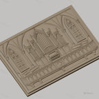 Fichier CNC & impression 3D orgue d'église gothique, vitraux et banquettes sculptés, haute qualité relief STL