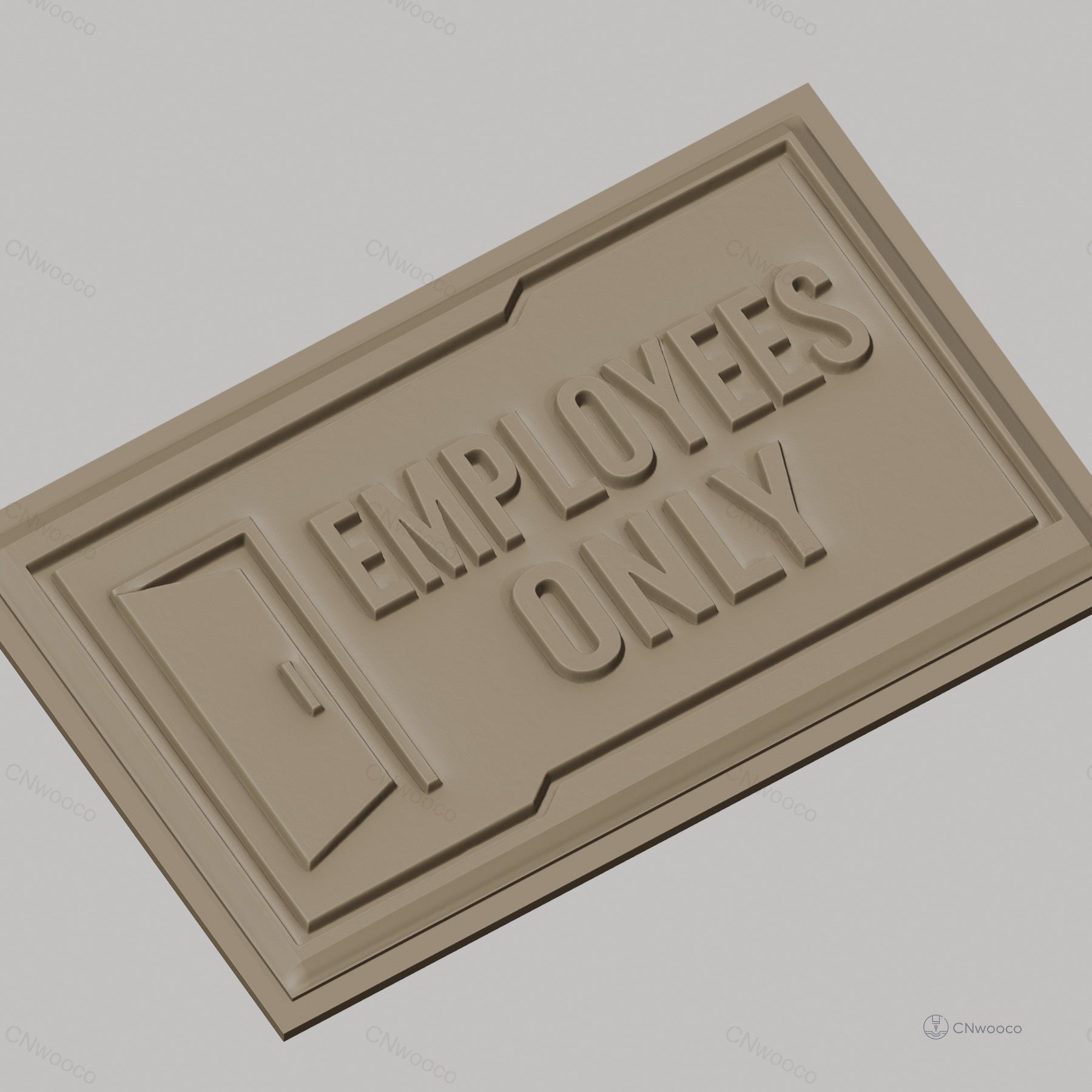 Fichier CNC & impression 3D panneau Employees Only avec porte, haute qualité relief STL