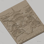 Fichier CNC & impression 3D samouraïs en duel, pagode, paysage japonais, haute qualité relief STL
