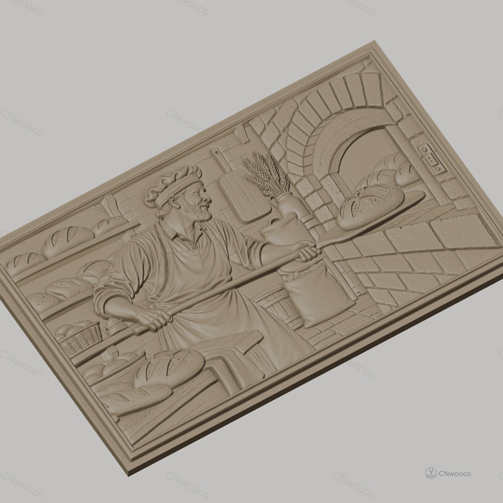 Fichier CNC & impression 3D boulanger, four à pain, pains, levure et farine, haute qualité relief STL