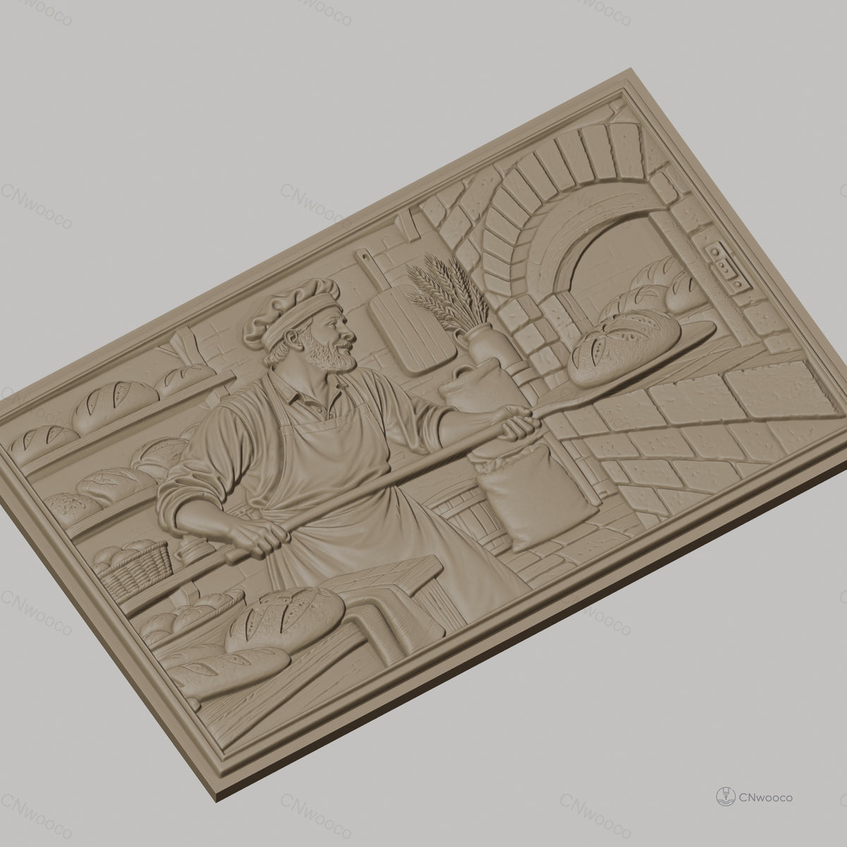 Fichier CNC & impression 3D boulanger, four à pain, pains, levure et farine, haute qualité relief STL