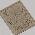 Fichier CNC & impression 3D bouquet de tournesols, feuilles et nœud de bois, haute qualité relief STL