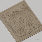 Fichier CNC & impression 3D panneau chasse, cerf, cabane, bottes et fusil, haute qualité relief STL