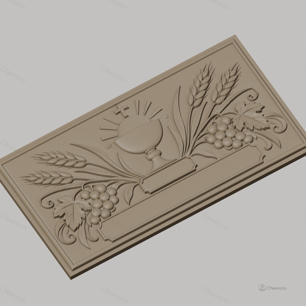 Fichier CNC & impression 3D christ, raisin et épis de blé, haute qualité relief STL