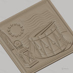 Fichier CNC & impression 3D drapeau américain révolutionnaire, tambour militaire et lanterne, haute qualité relief STL