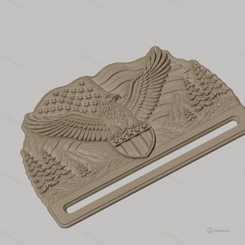 Fichier CNC & impression 3D support mural aigle drapeau USA, STL très haute qualité