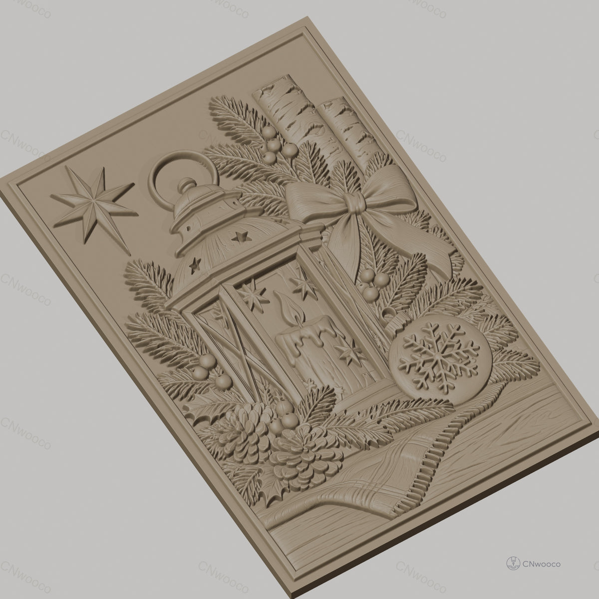 Fichier CNC & impression 3D décorations de Noël, lanterne, bougie, pommes de pin, haute qualité relief STL
