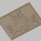 Fichier CNC & impression 3D hibou sur branche avec feuilles, haute qualité relief STL