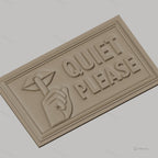 Fichier CNC & impression 3D panneau Quiet Please avec main et bouche, haute qualité relief STL