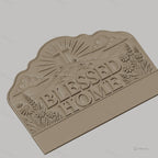 Fichier CNC porte-clés mural plaque murale décorative Blessed Home avec croix et fleurs, STL très haute qualité