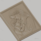 Fichier CNC & impression 3D mère et enfant, portrait en relief doux, haute qualité relief STL
