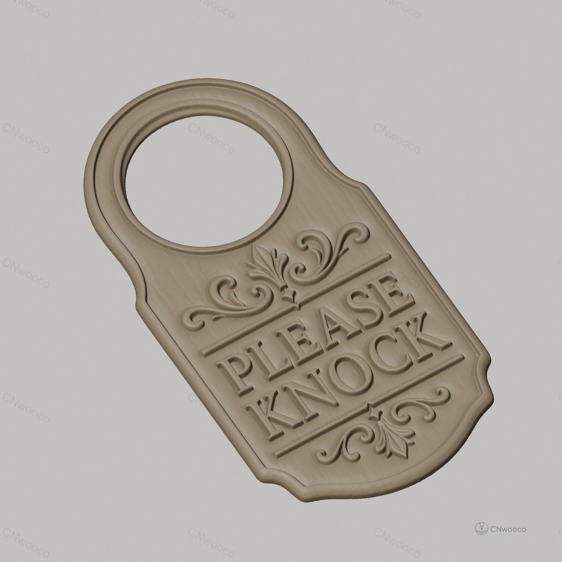 Fichier CNC & impression 3D panneau de porte "Please Knock" décoratif, STL très haute qualité