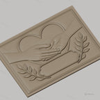 Fichier CNC & impression 3D mains qui se tiennent, coeur et feuilles, haute qualité relief STL