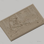 Fichier CNC & impression 3D Chasseur et chien rapportant canard dans marais, nature et forêt, haute qualité relief STL