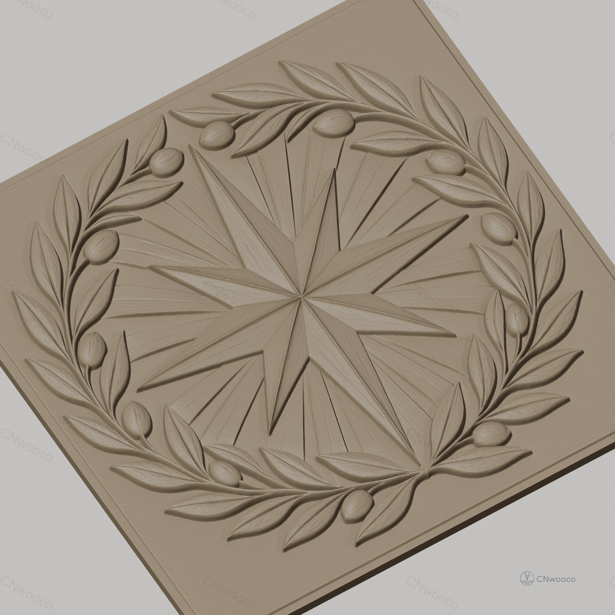 Fichier CNC & impression 3D boussole et couronne d'olivier, décoration murale relief bois haute qualité relief STL