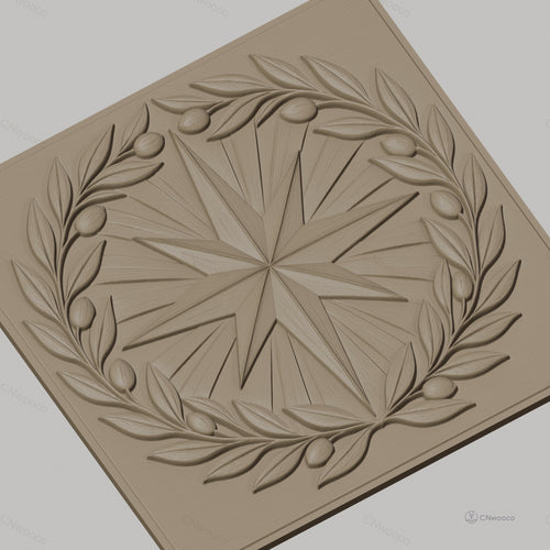 Fichier CNC & impression 3D boussole et couronne d'olivier, décoration murale relief bois haute qualité relief STL