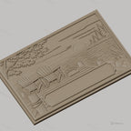 Fichier CNC & impression 3D bord de lac, chaises Adirondack sur quai avec coucher de soleil, haute qualité relief STL