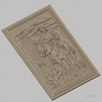 Fichier CNC & impression 3D cowboy à cheval désert cactus haute qualité relief STL