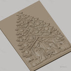 Fichier CNC & impression 3D scène de la Nativité, sapin de Noël et décorations, haute qualité relief STL