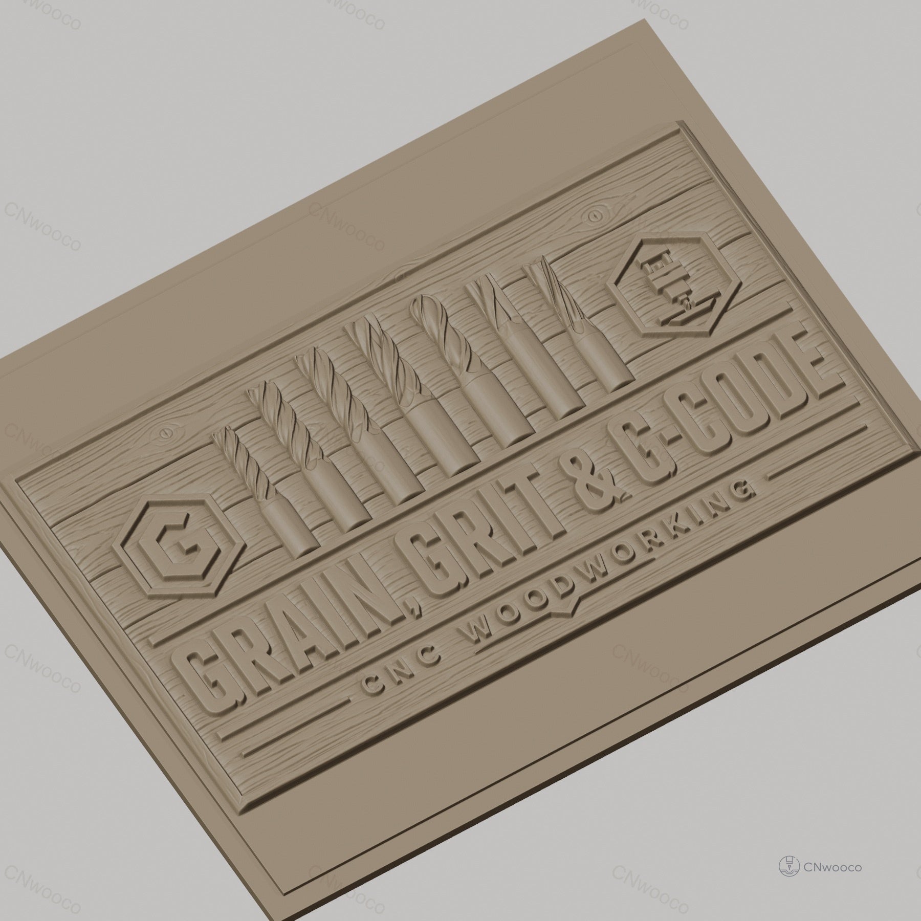 Fichier CNC & impression 3D outils de fraisage, forêt, fraises de coupe, grain bois, haute qualité relief STL