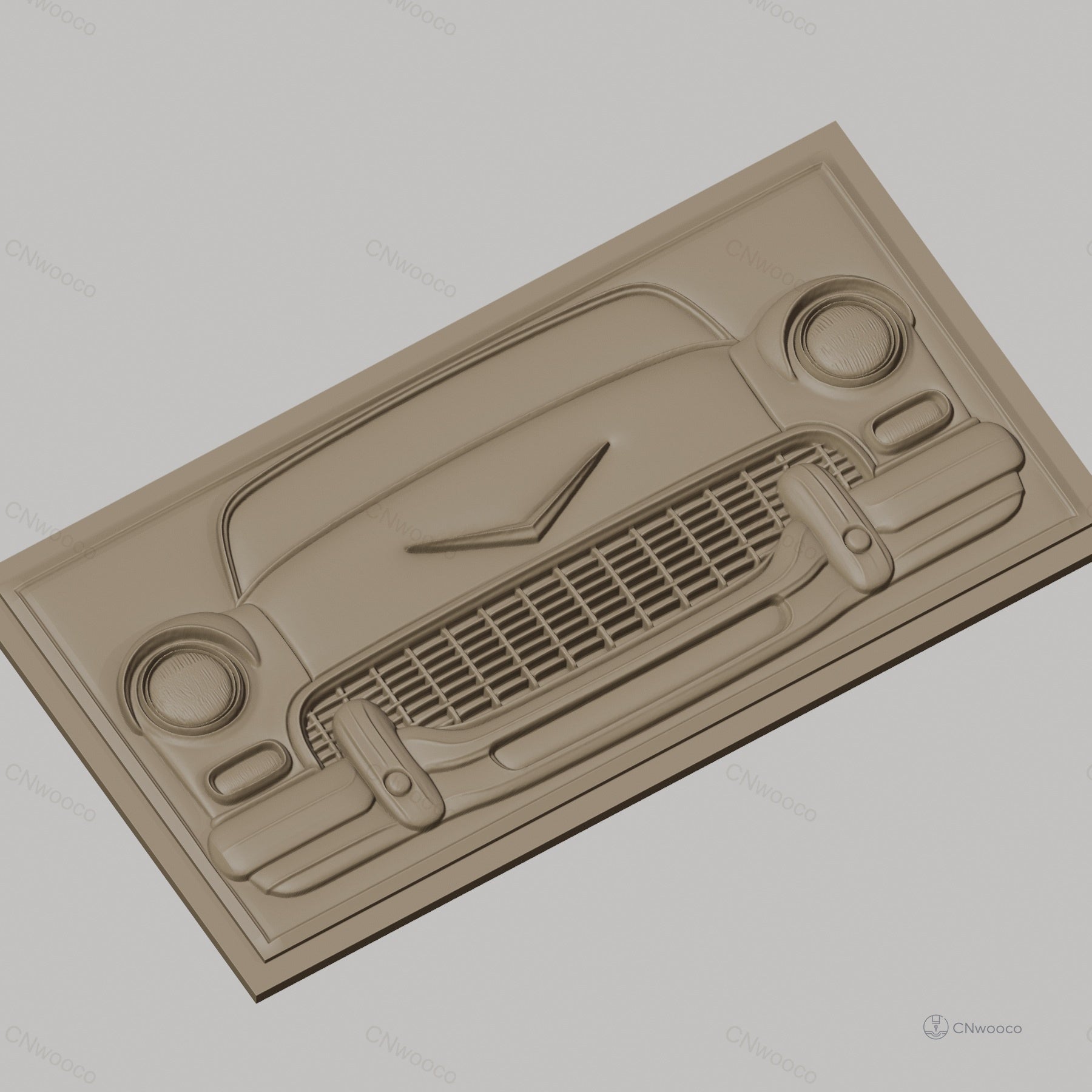 Fichier CNC & impression 3D voiture classique vintage, face avant détail relief, haute qualité relief STL