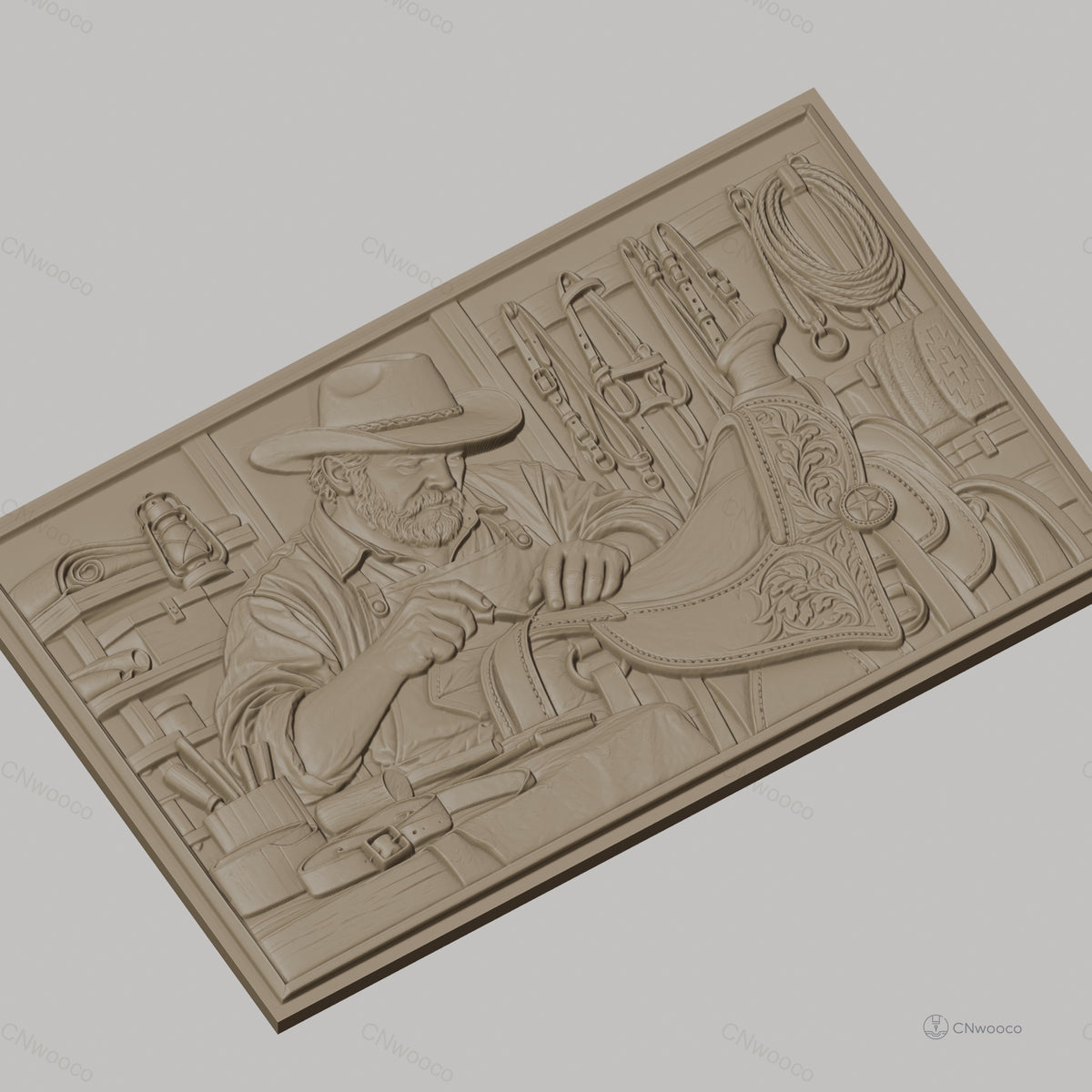 Fichier CNC & impression 3D artisan au travail, sellerie et outils de cuir, haute qualité relief STL