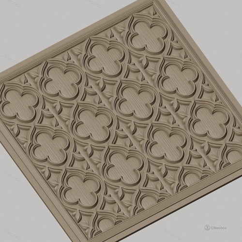 Fichier CNC & impression 3D motif gothique, relief floral stylisé, haute qualité relief STL